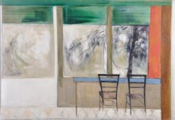 DS Thelma Hulbert (b.1913) The Terrace, Zurich, 1960 Oil on canvas laid on board 89 x 134cm (35 x