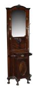 A mahogany and brass mounted hallstand, first quarter 20th century, bevelled mirror plate, flanked