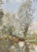 Charles Ernest Butler (1864-1918) A river scene Oil on board Signed and dated “83 lower left 31 x