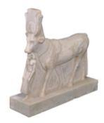 A painted plaster model of a standing bull in the ancient Egyptian style, early 20th century, a