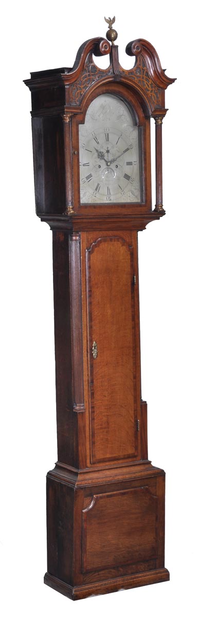 A George III mahogany crossbanded oak eight-day longcase clock, Richard Harper, Salop, late 18th