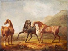 Circle of James Barenger (1780-1831) Wild horses Oil on paper laid on panel Unframed 29.5 x 39cm (