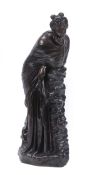 A Continental patinated bronze model of a maiden, circa 1875, portrayed as classically draped and