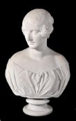 Lawrence MacDonald, (Scottish 1799-1878), a sculpted white marble bust of a maiden, her head to