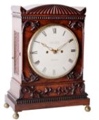 A Regency carved mahogany bracket clock  Desbois and Wheeler, London, circa 1825 The five pillar