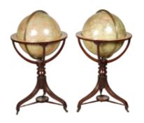 A fine pair of mid Victorian 18 inch floor-standing library globes Thomas Malby and Son, London