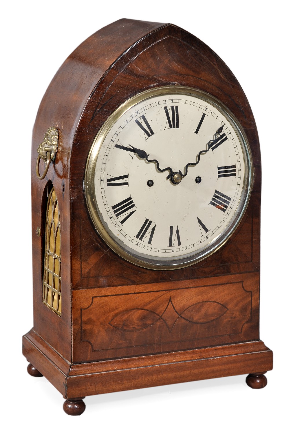 A Regency inlaid mahogany bracket clock Unsigned, early 19th century The five pillar twin chain
