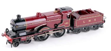 O gauge - A Hornby No.2 Special, L.M.S. 4-4-0 tender locomotive, 1185, restored lined maroon