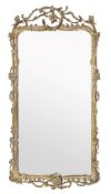 A Continental carved giltwood wall mirror, in 18th century style, late 19th/early 20th century,