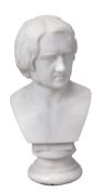 A Victorian sculpted white marble bust of a man, circa 1860, by William Brodie (Scottish, 1815-