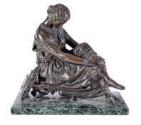 Jean-Jacques Pradier (1792-1852), a French patinated bronze model of Sappho, third quarter 19th
