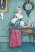 Jessie Edwards (19th/20th century) The Pet, Watercolour, Signed lower left, Inscribed on label on