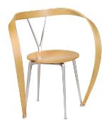 Andrea Branzi for Cassina, a set of six Revers chairs, designed in 1993, curved beech plywood on