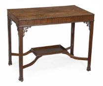 A mahogany side table, 18th century and later, rectangular top, plain frieze, square legs with