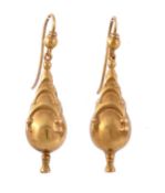 A pair of drop earpendants, the hollow drop earpendants with tiered decoration, length 3.8cm