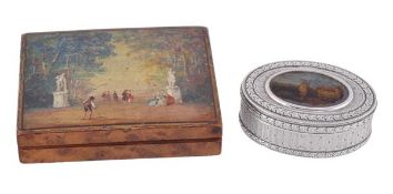 A French silver oval pocket box, maker’s mark ‘DD’, 1838-1972 small guarantee mark for .950, late