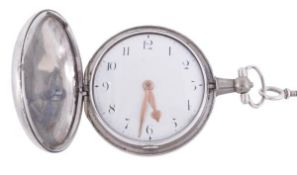 Jas. Windsor, London, a George III silver hunter pocket watch, no. 1034, hallmarked London 1811,