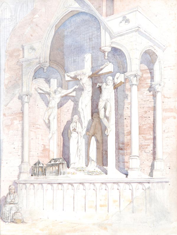 DDS. Alfred Charles Conrade (1863-1955), Crucifixion, Watercolour and pencil, Signed lower right,