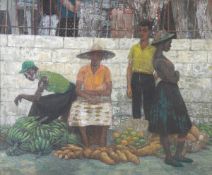 DDS. Robert Sawyers A.R.C.A. (1923-2002), Montego Bay market, Jamaica, Oil on board, 61 cm x 73