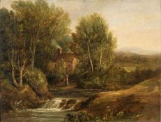 English School (19th century), River scene with mill house, Oil on board, 23 x 29 cm (9 x 11 1/2