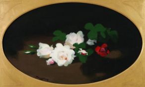 Stuart James Park (1862-1933), Still life of flowers, Oil on canvas, Oval, Signed lower left, 53 x