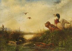 A. Claessens (19th century), Ducks by a river, Oil on board, Signed lower left, 16 x 22 cm (6 1/4 x