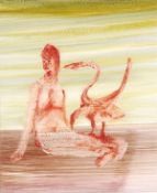 DDS. Sir Sidney Robert Nolan O.M., R.A. (1917-1992), Leda and the swan, Mixed media on card, Signed