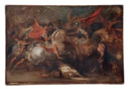 Manner of Sir Peter Paul Rubens, Henry IV at the Battle of Ivry, Oil sketch on canvas, Unframed,