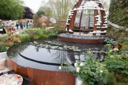 *Water features3no. connecting pools fabricated in stainless steel with rusted mild steel cladding.