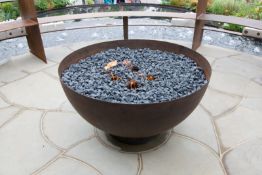 *FirepitBowl-shaped 3mm gauge steel fire pit. 900mm dia. X 230mm depth, total height 500mm.  VAT: