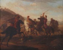 Follower of Georg Philipp Rugendas, A cavalry skirmish between Christians and Turks; A cavalry
