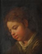 Follower of Jean-Baptiste Greuze, Portrait of a young boy, Oil on panel 38.5 x 31cm (15 1/4 x 12 1/