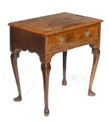 A walnut and featherbanded side table, circa 1740 and later, on cabriole legs, 71cm high, 73cm