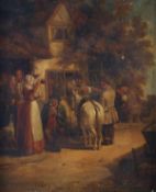 Follower of George Morland, Figures outside a tavern, Oil on canvas 77 x 64cm (30 1/4 x 25in)