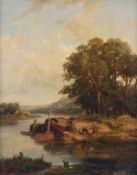 Victor-Marie-Felix Danvin (1802-1842), The river crossing, Oil on canvas Signed lower right 66 x