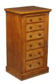 A Victorian mahogany Wellington chest, circa 1870, moulded frieze, six drawers, plinth base, 103cm