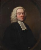 Circle of Thomas Hudson, Portrait of a cleric, bust-length, in robes, feigned oval, Oil on canvas