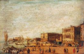 Manner of Francesco Guardi, The Riva degli Schiavoni, Venice, Oil on panel 32 x 46cm (12 1/2 x