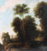Dutch School (18th/19th century), Sheep and Shepherd in a wooded landscape, Oil on canvas Unframed