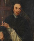 Circle of Carlo Caresa, Portrait of a cleric, half-length, in a library, Oil on canvas, 74 x 62.5