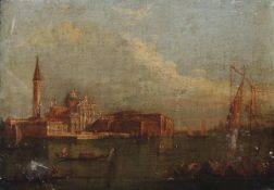 Manner of Francesco Guardi, San Giorgio Maggiore, Venice, Oil on panel, 21 x 28 cm (8 1/4 x 11 in)