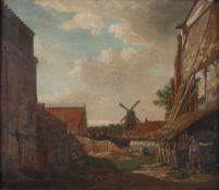 Dutch School (19th century) A village farm, Oil on canvas, 48 x 56 cm (19 x 22 in)