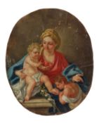 Circle of Francesco de Mura, Madonna and Child with the infant Saint John the Baptist, Oil on