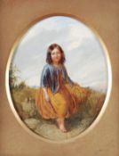 Paul Falconer Poole (1807-1879) The young harvest girl, Oil on canvas, Oval, 30.5 x 26 cm (12 x 10