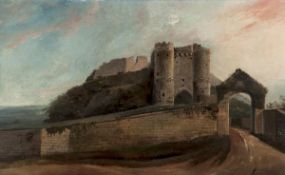 Daniel Turner (1782-1801) Carisbrooke Castle, Isle of Wight, Oil on panel, Signed and dated 1807