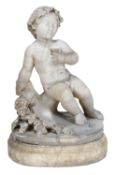 An Italian sculpted alabaster model of a putto, in the 18th century taste, 19th century, he