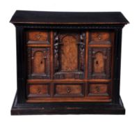 A Continental walnut and ebonised table cabinet, late 17th/early 18th century, probably Flemish or