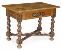A walnut and floral marquetry centre table, circa 1690 and later, the rectangular top with central