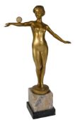 Julius Schmidt-Felling (1826-1930), a gilt bronze figure of a nude, standing and balancing a ball