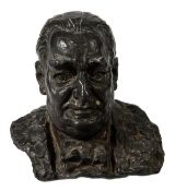 Sava Botzaris (Serbian/Venezuelan, 1894-1965), a bronze male portrait bust, green/dark brown